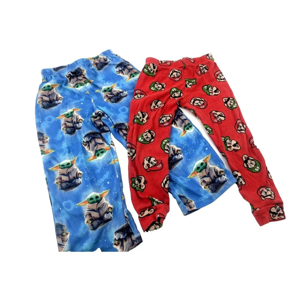 Yoda Mario Character Toddler Boy Pajama Lot Bundle 0f 2 Long Sleeves Sizes 4-5T